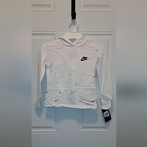 NWT girl's Nike size XS 3-4 hoodie with Nike swoosh all over.